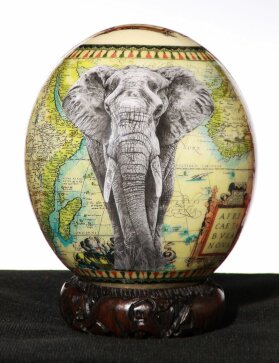 Straußenei Elefant Nr. 836 in Decoupage aus Südafrika