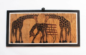 1047 Bild mit Giraffen aus Bananenblätter handgefertigt 40 x 20 cm aus Südafrika